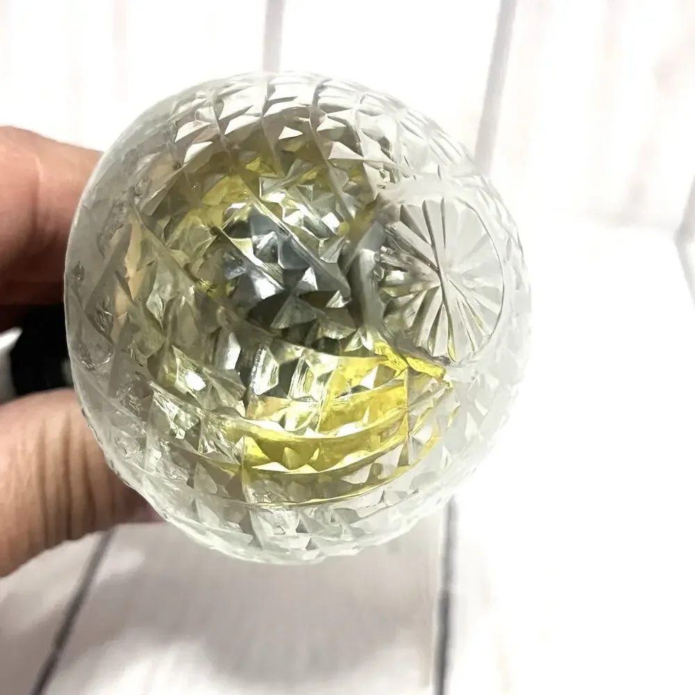 Vintage Cut Crystal Glass Bottle Stopper Brass Wine Stopper Barware